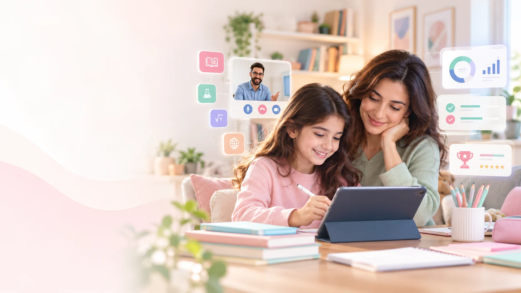 خانواده در حال یادگیری آنلاین
